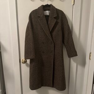 Aritzia Slouch Coat Brown Herringbone (S) NWT